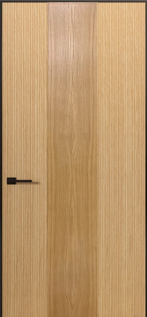 Дверь межкомнатная Порта Алекс Порта 10 Дуб янтарный шпон черная алюминиевая кромка с 4-х сторон