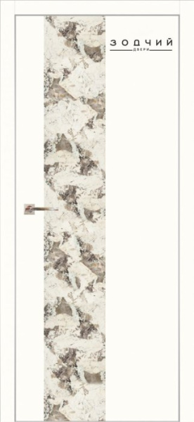 Дверь межкомнатная ЗОДЧИЙ МЕГАПОЛИС В1 ПГ Белый софт вставка мрамор ПВХ