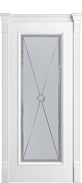 Дверь межкомнатная Порта Алекс КЛАССИКА 9 Белоснежный шпон, стекло дельта