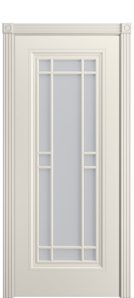 Дверь межкомнатная Порта Алекс Премиум 5 Бежевая эмаль, стекло сатин светлый
