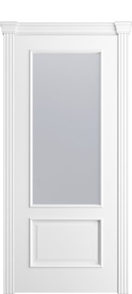 Дверь межкомнатная Порта Алекс Модерн1 Белоснежная эмаль, стекло сатин светлый