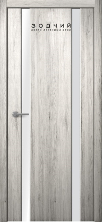 Дверь межкомнатная ЗОДЧИЙ СТИЛЬ 2 ПО Дуб белый винтажный стекло триплекс белый