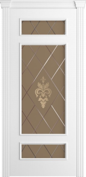 Дверь межкомнатная Порта Алекс Модерн4 Белоснежная эмаль, стекло софия бронза