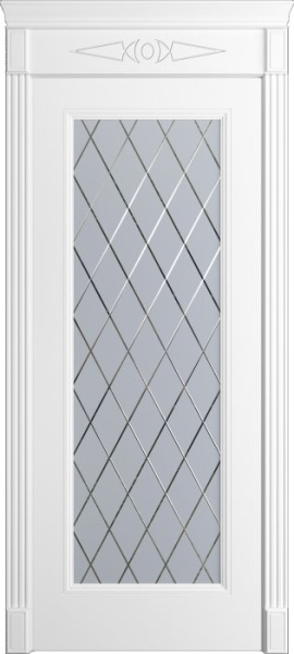 Дверь межкомнатная Порта Алекс Нео 1 Белоснежная эмаль, стекло готика
