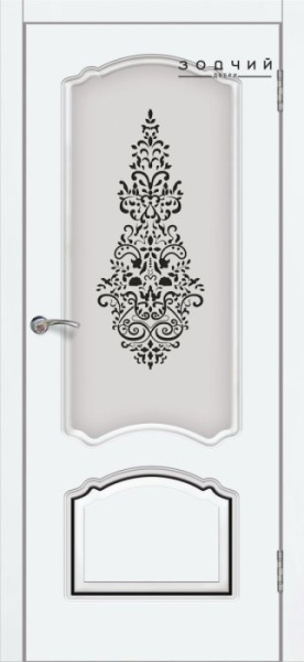 Дверь межкомнатная ЗОДЧИЙ НАТАЛИ ШИК ПАТИНА ПО Шагрень белая
