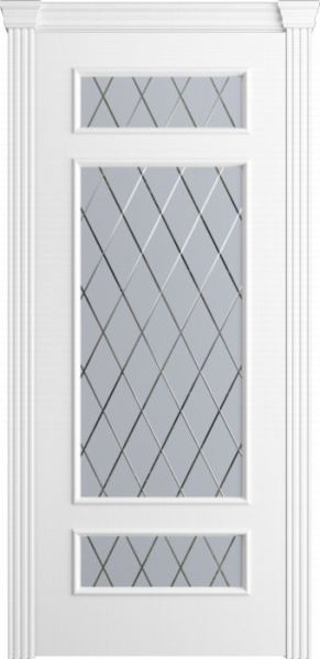 Дверь межкомнатная Порта Алекс Модерн4 Белоснежная эмаль, стекло готика светлое