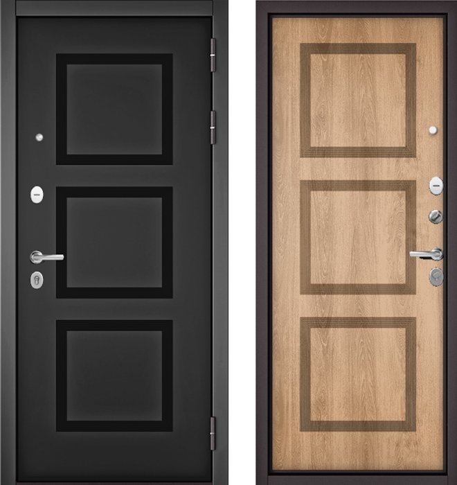 Входная дверь МАСТИНО TRUST MASS 192 Черный матовый / 192 Дуб шале натуральный