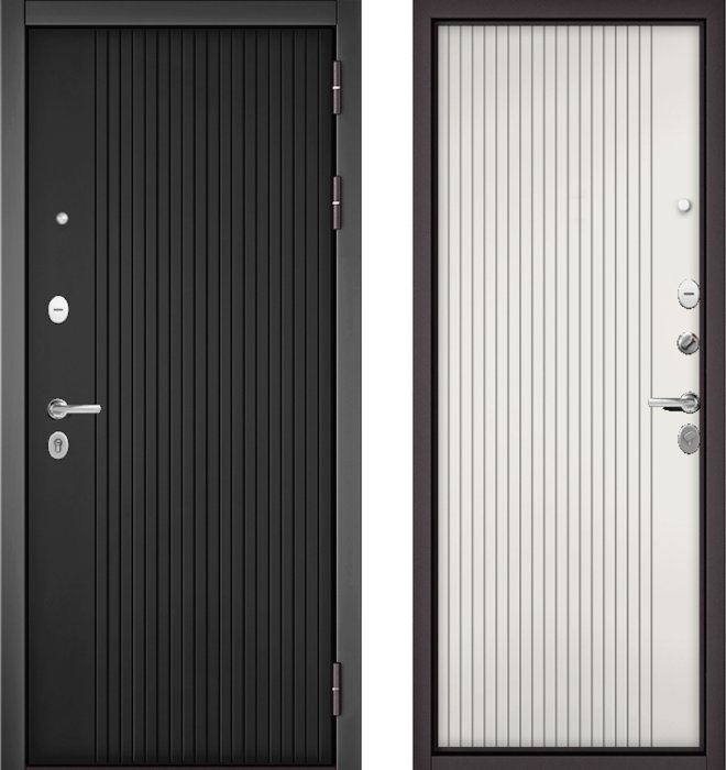 Входная дверь МАСТИНО TRUST MASS 132 Графит софт / 161 Белый матовый Белый софт