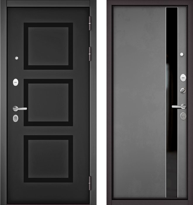 Входная дверь МАСТИНО TRUST MASS 192 Черный матовый / Si-3 Оскуро Велютто + Lakobel Black