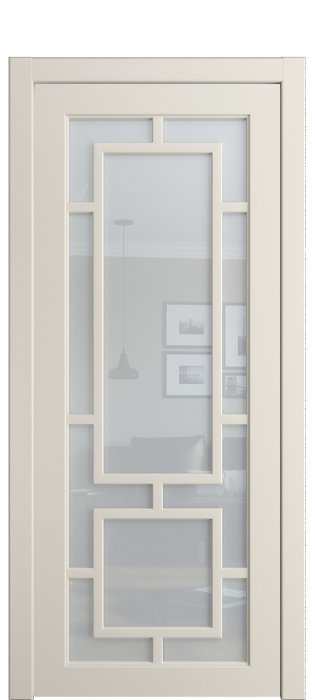 Дверь межкомнатная Порта Алекс СОЛО 1 Бежевая эмаль, стекло прозрачное