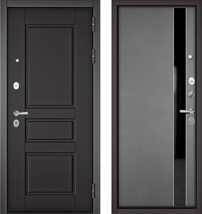 Входная дверь МАСТИНО TRUST MASS 2 Графит софт / Si-3 Оскуро Велютто + Lakobel Black