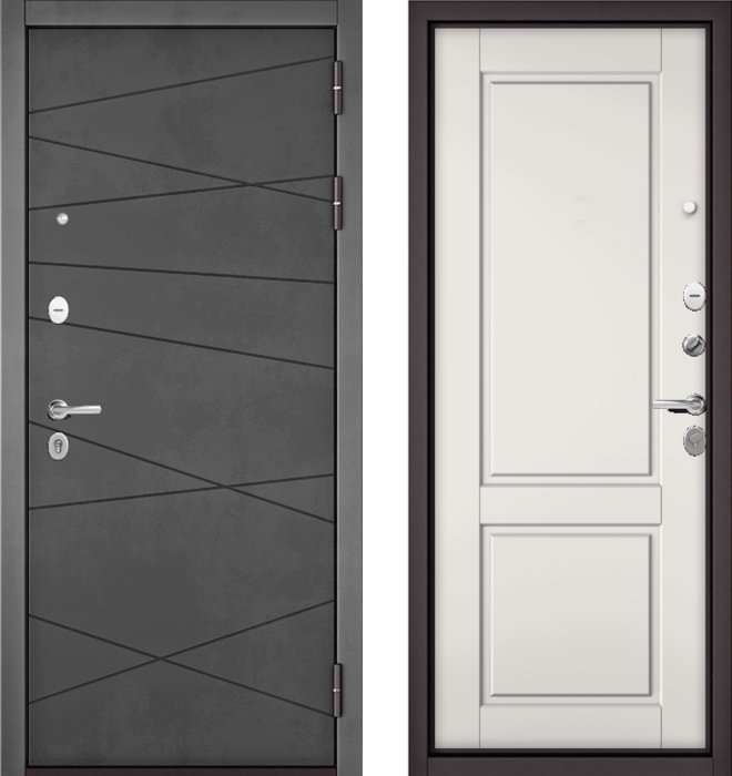 Входная дверь МАСТИНО TRUST MASS 130 Бетон темный / D-1 Белый матовый