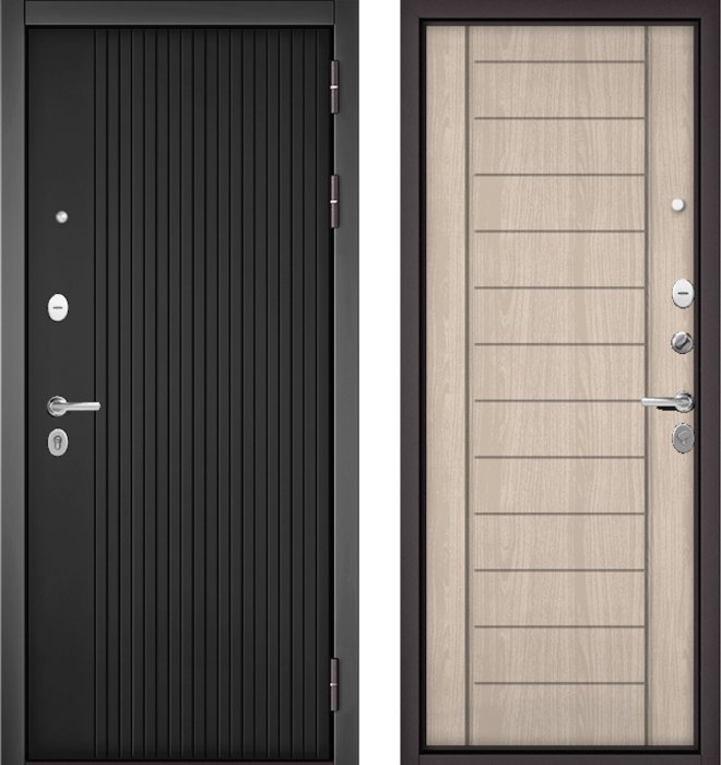 Входная дверь МАСТИНО TRUST MASS 192 Черный матовый / 137 Ясень ривьера айс