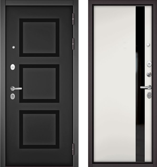 Входная дверь МАСТИНО TRUST MASS 192 Черный матовый / Si-3 Белый матовый + Lakobel Black