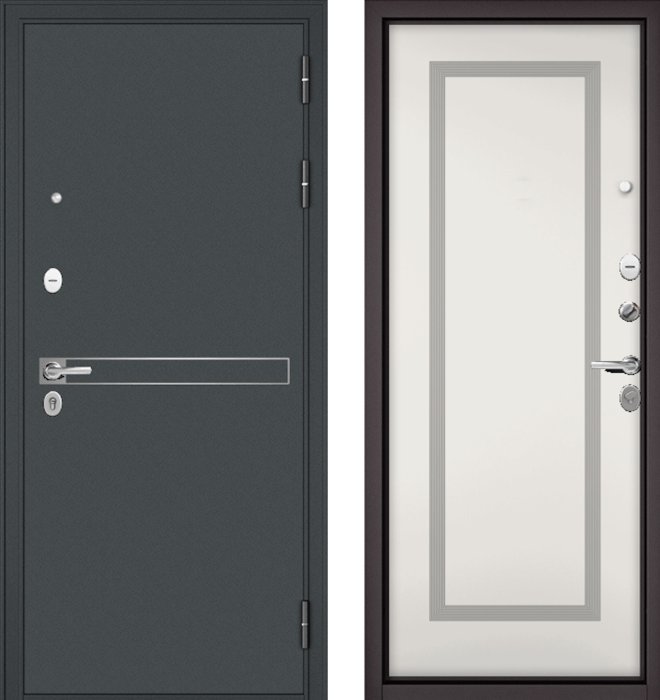 Входная дверь МАСТИНО TRUST MASS 4 Черный муар металлик / 189 Белый матовый
