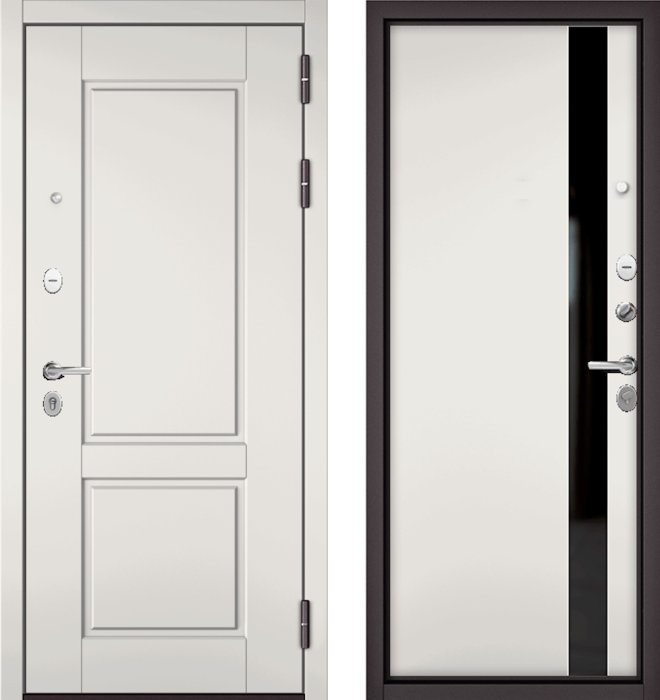 Входная дверь МАСТИНО TRUST MASS 1 Белый матовый / Si-3 Белый матовый + Lakobel Black