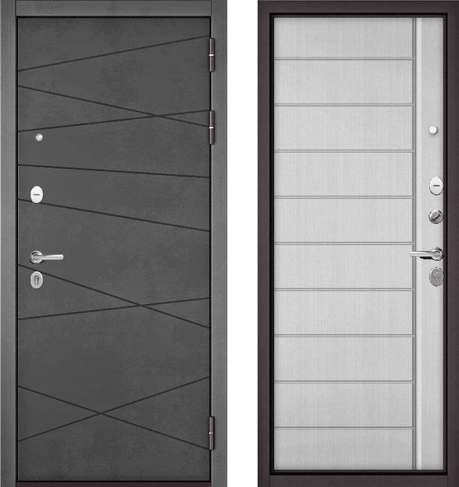 Входная дверь МАСТИНО TRUST MASS 130 Бетон темный / 136 Белый ларче