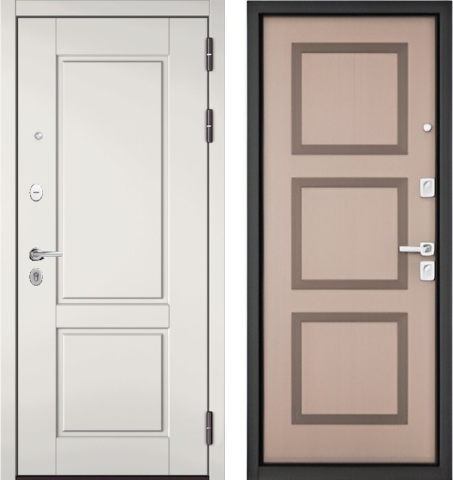 Входная дверь МАСТИНО TRUST MASS 1 Белый матовый / 192 Дуб кофейный матовый