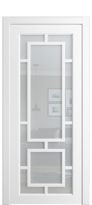 Дверь межкомнатная Порта Алекс СОЛО 1 Белоснежная эмаль, стекло прозрачное