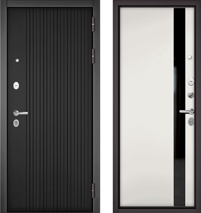 Входная дверь МАСТИНО TRUST MASS 132 Графит софт / Si-3 Белый матовый + Lakobel Black
