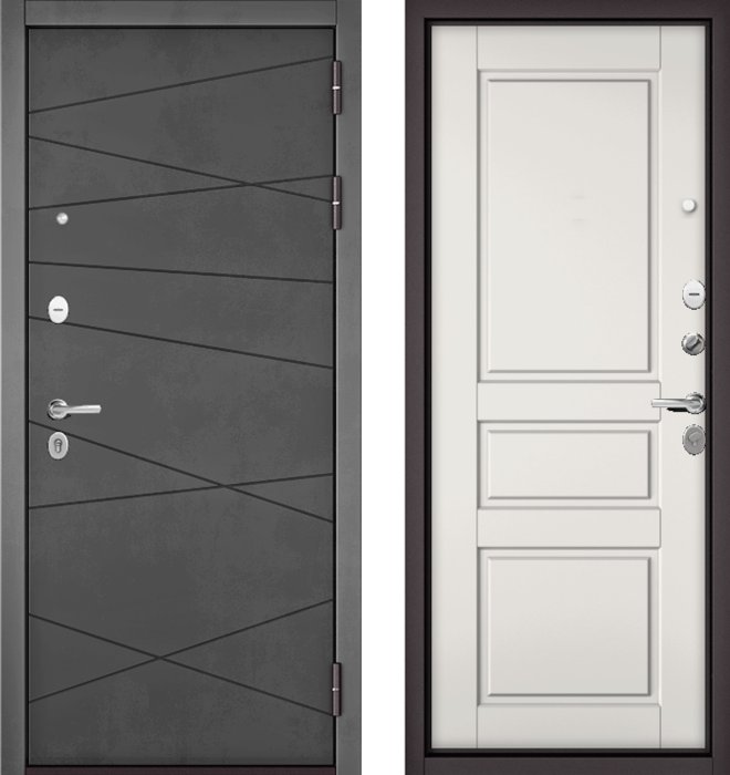 Входная дверь МАСТИНО TRUST MASS 130 Бетон темный / D-2 Белый софт