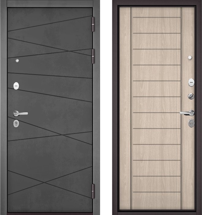 Входная дверь МАСТИНО TRUST MASS 130 Бетон темный / 137 Ясень ривьера айс