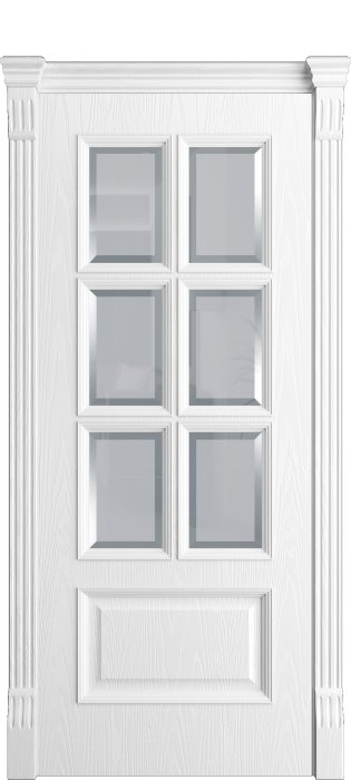 Дверь межкомнатная Порта Алекс КЛАССИКА 8 Белоснежный шпон, стекло фацет