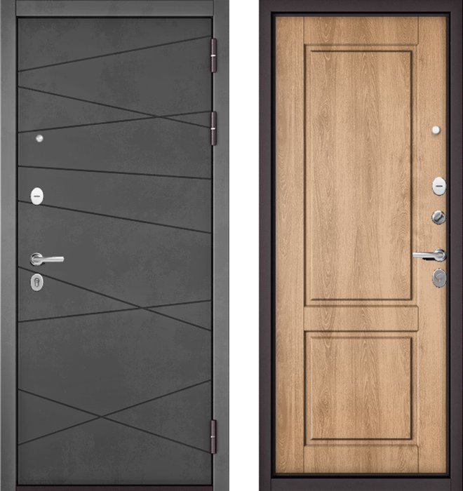Входная дверь МАСТИНО TRUST MASS 130 Бетон темный / D-1 Дуб шале натуральный