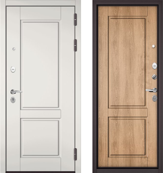 Входная дверь МАСТИНО TRUST MASS 1 Белый матовый / D-1 Дуб шале натуральный