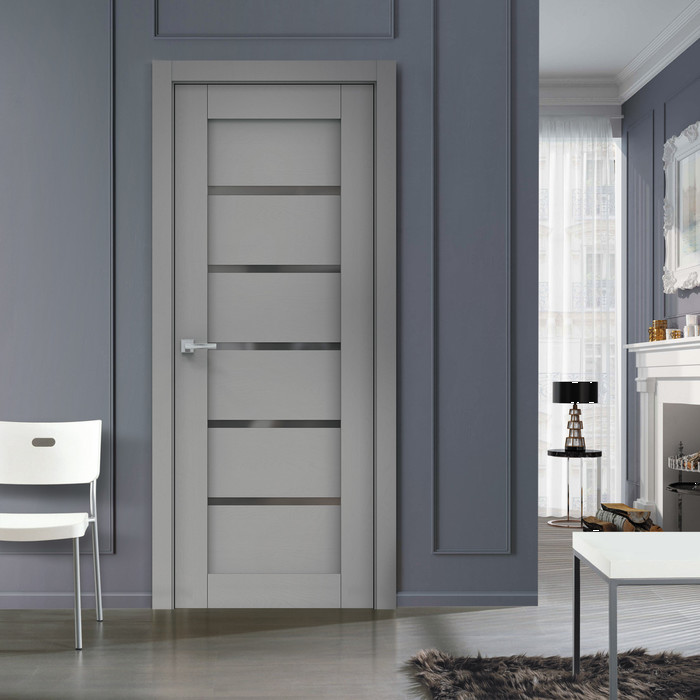 Дверь межкомнатная остекленная Бизнес Парк КРИСТАЛ 31,  цвет - Серый Софт, стекло - Сатинат 800*2000 мм