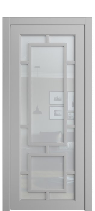 Дверь межкомнатная Порта Алекс СОЛО 1 Светло серая эмаль, стекло прозрачное