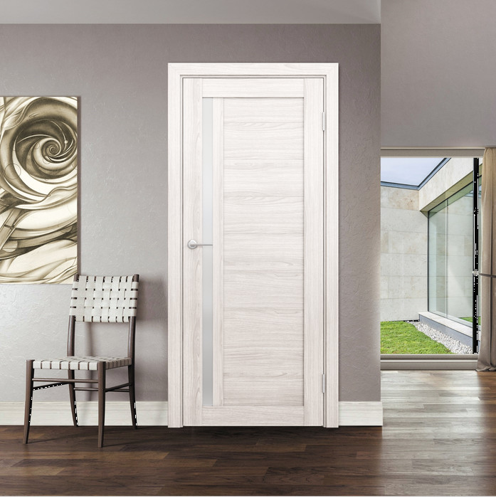 Дверь межкомнатная со стеклом Бизнес Парк ПРОФИЛЬ 8 Ясень Ривьера айс 600*2000 мм