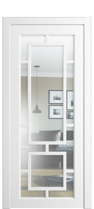 Дверь межкомнатная Порта Алекс СОЛО 1 Белоснежная эмаль, стекло зеркало