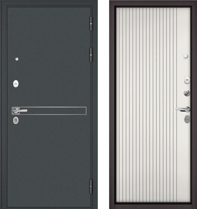 Входная дверь МАСТИНО TRUST MASS 4 Черный муар металлик / 161 Белый матовый Белый софт