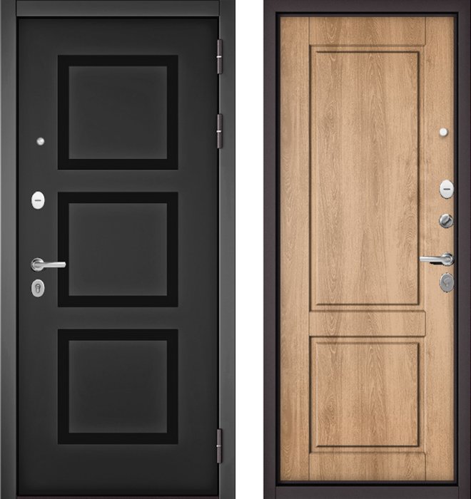 Входная дверь МАСТИНО TRUST MASS 192 Черный матовый / D-1 Дуб шале натуральный