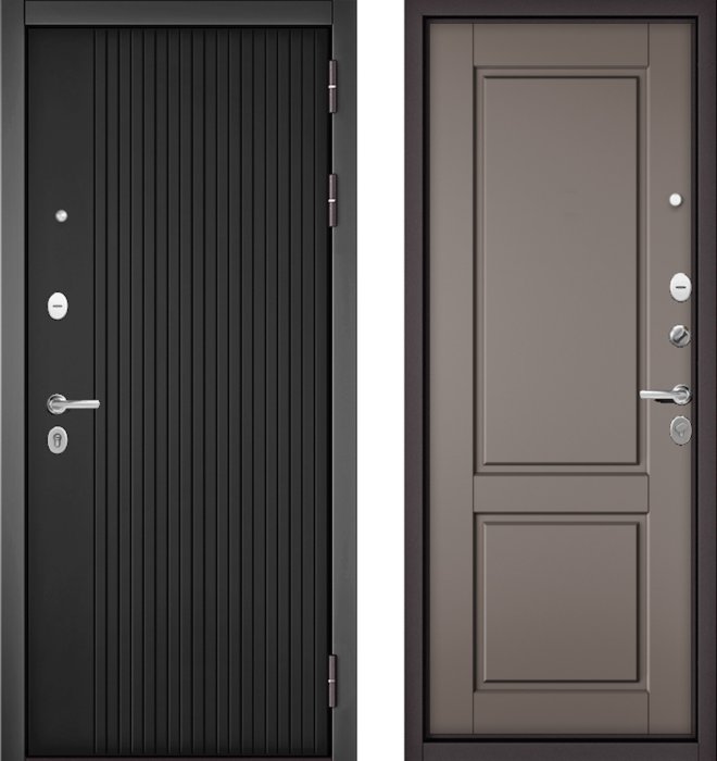 Входная дверь МАСТИНО TRUST MASS 132 Графит софт / D-1 Эмаль капучино