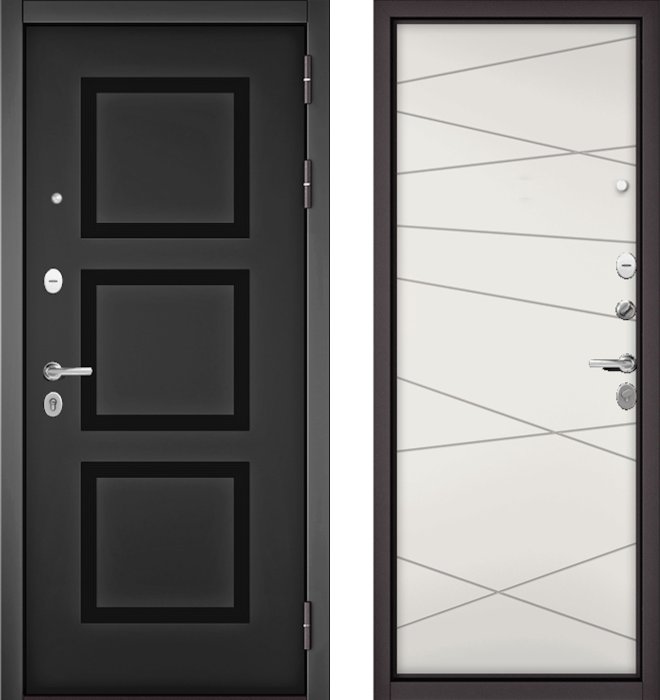 Входная дверь МАСТИНО TRUST MASS 192 Черный матовый / 130 Белый софт