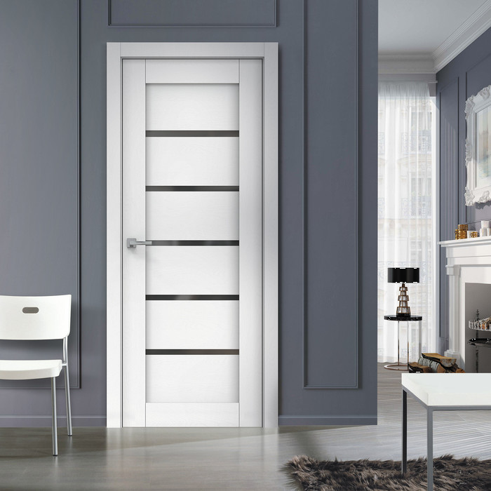 Дверь межкомнатная остекленная Бизнес Парк КРИСТАЛ 31,  цвет - Белый Софт, стекло - Сатинат 600*2000 мм