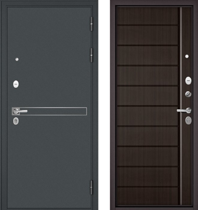Входная дверь МАСТИНО TRUST MASS 4 Черный муар металлик / 136 Шоколад ларче