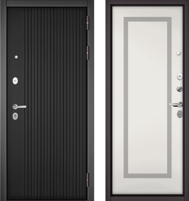 Входная дверь МАСТИНО TRUST MASS 132 Графит софт / 189 Белый матовый