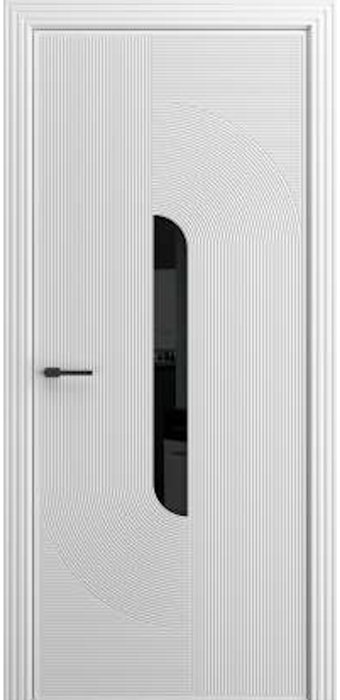 Дверь межкомнатная Порта Алекс СОЛО 6 Белоснежная эмаль, стекло черное