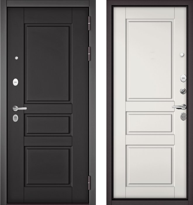 Входная дверь МАСТИНО TRUST MASS 2 Графит софт / D-2 Белый софт