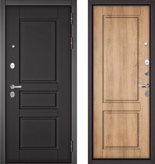 Входная дверь МАСТИНО TRUST MASS 2 Графит софт / D-1 Дуб шале натуральный