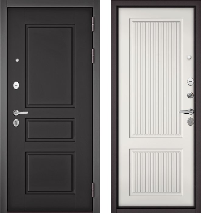 Входная дверь МАСТИНО TRUST MASS 2 Графит софт / 198 Белый софт