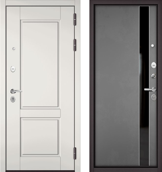 Входная дверь МАСТИНО TRUST MASS 1 Белый матовый / Si-3 Оскуро Велютто + Lakobel Black