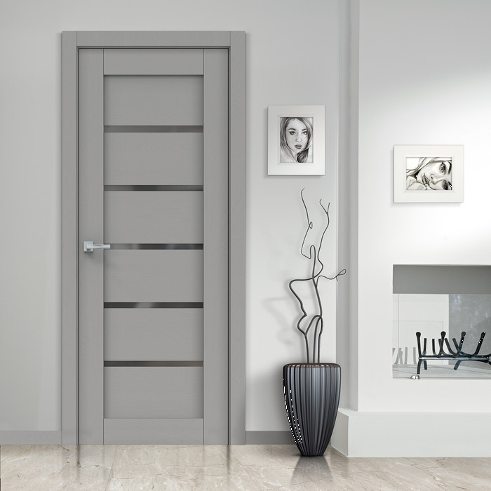 Дверь межкомнатная остекленная Бизнес Парк КРИСТАЛ 31,  цвет - Серый Софт, стекло - Сатинат 600*2000 мм