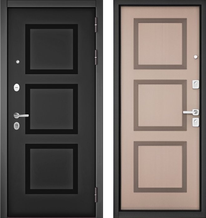 Входная дверь МАСТИНО TRUST MASS 192 Черный матовый / 192 Дуб кофейный матовый