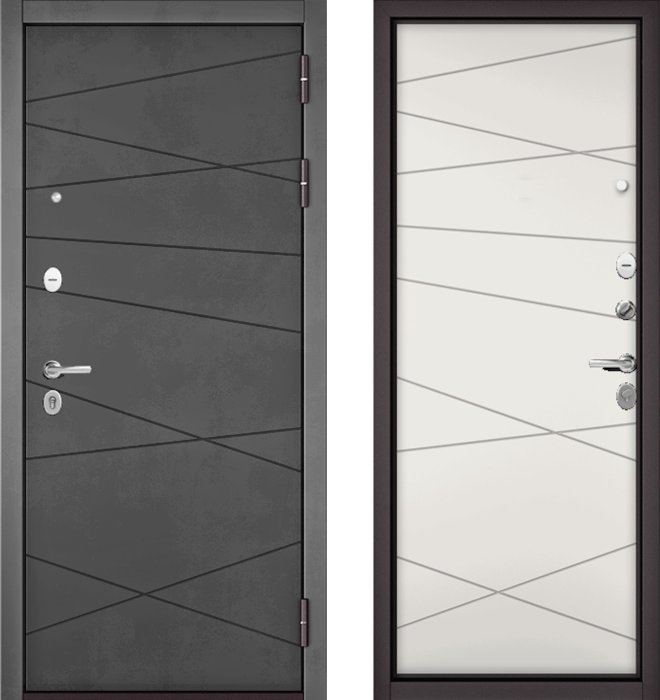 Входная дверь МАСТИНО TRUST MASS 130 Бетон темный / 130 Белый софт