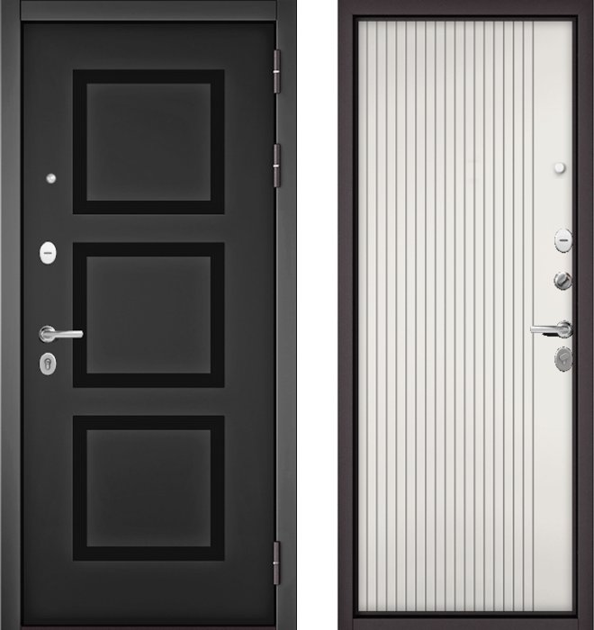 Входная дверь МАСТИНО TRUST MASS 192 Черный матовый / 161 Белый матовый Белый софт