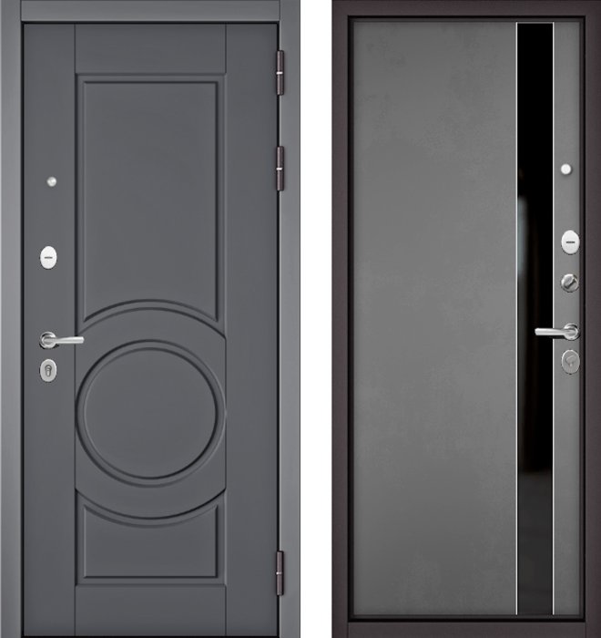 Входная дверь МАСТИНО TRUST MASS 6 Оскуро / Si-3 Оскуро Велютто + Lakobel Black